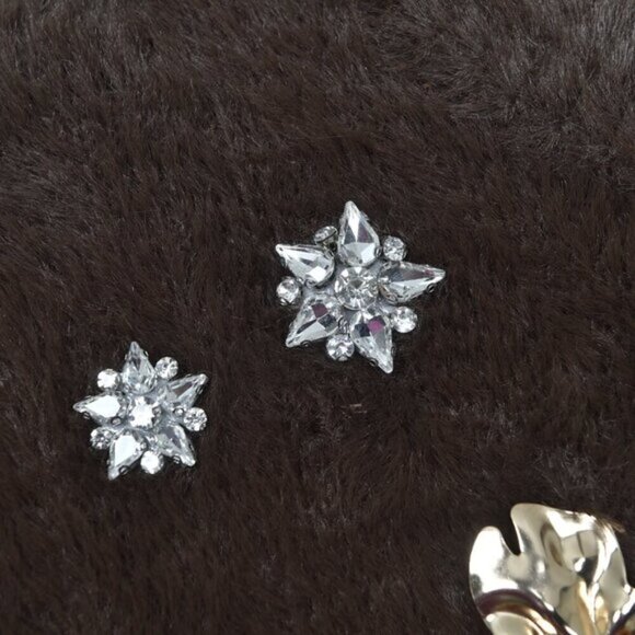 NWT Zara Faux Fur Knit Sweater w/ Brooches Brown Soft Size Medium - Picture 5 of 12